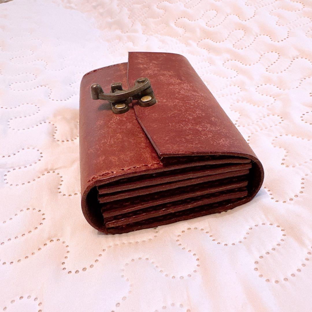 ★本革★コラージュ素材入れ 蛇腹ポーチ ぷっくりポーチ　プエブロ（マヤレザー）