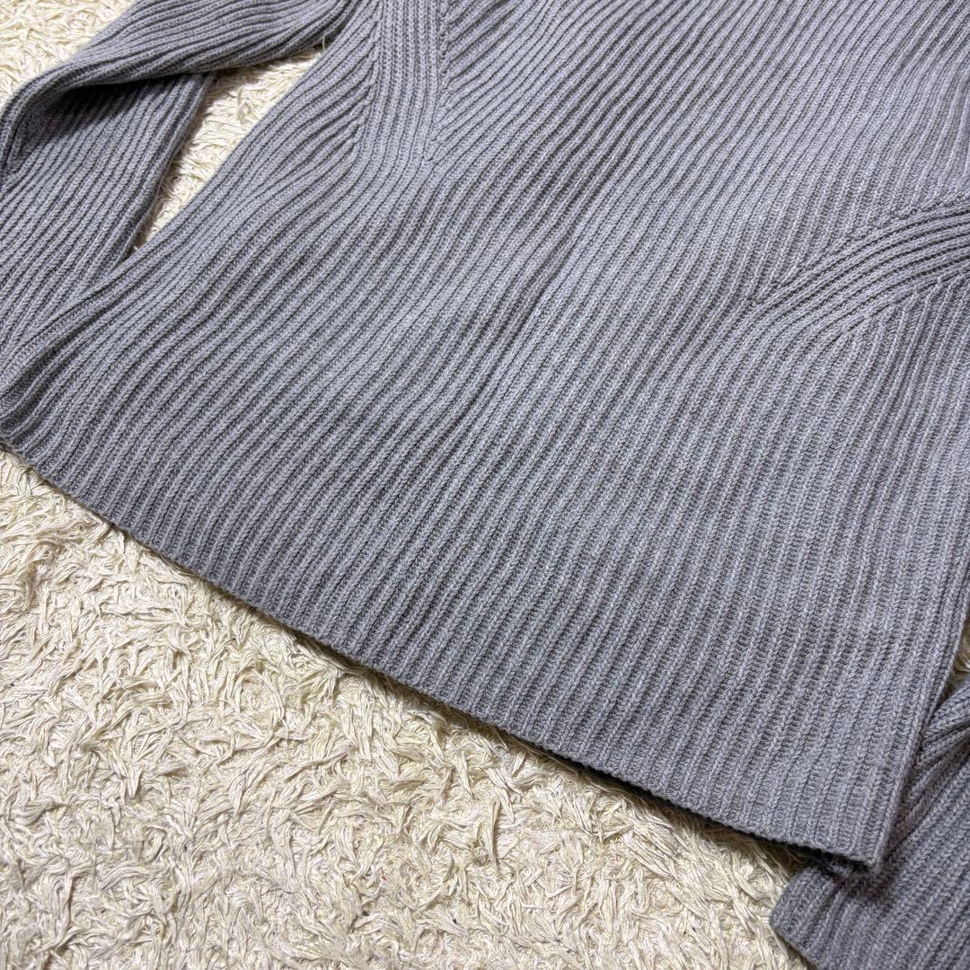 美品 Lサイズ アルマーニエクスチェンジ フェイクムートン ニットジャケット