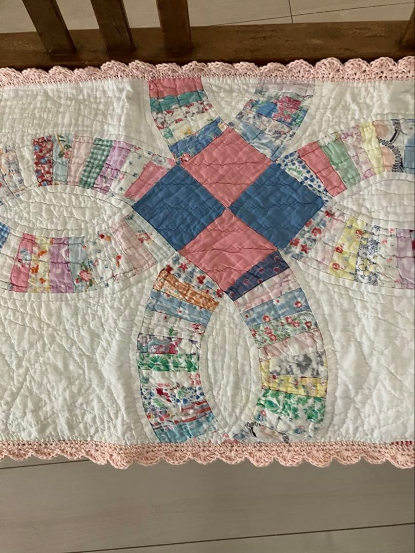 アンティークキルト ダブルウエディング ピンク系 フリーカバー