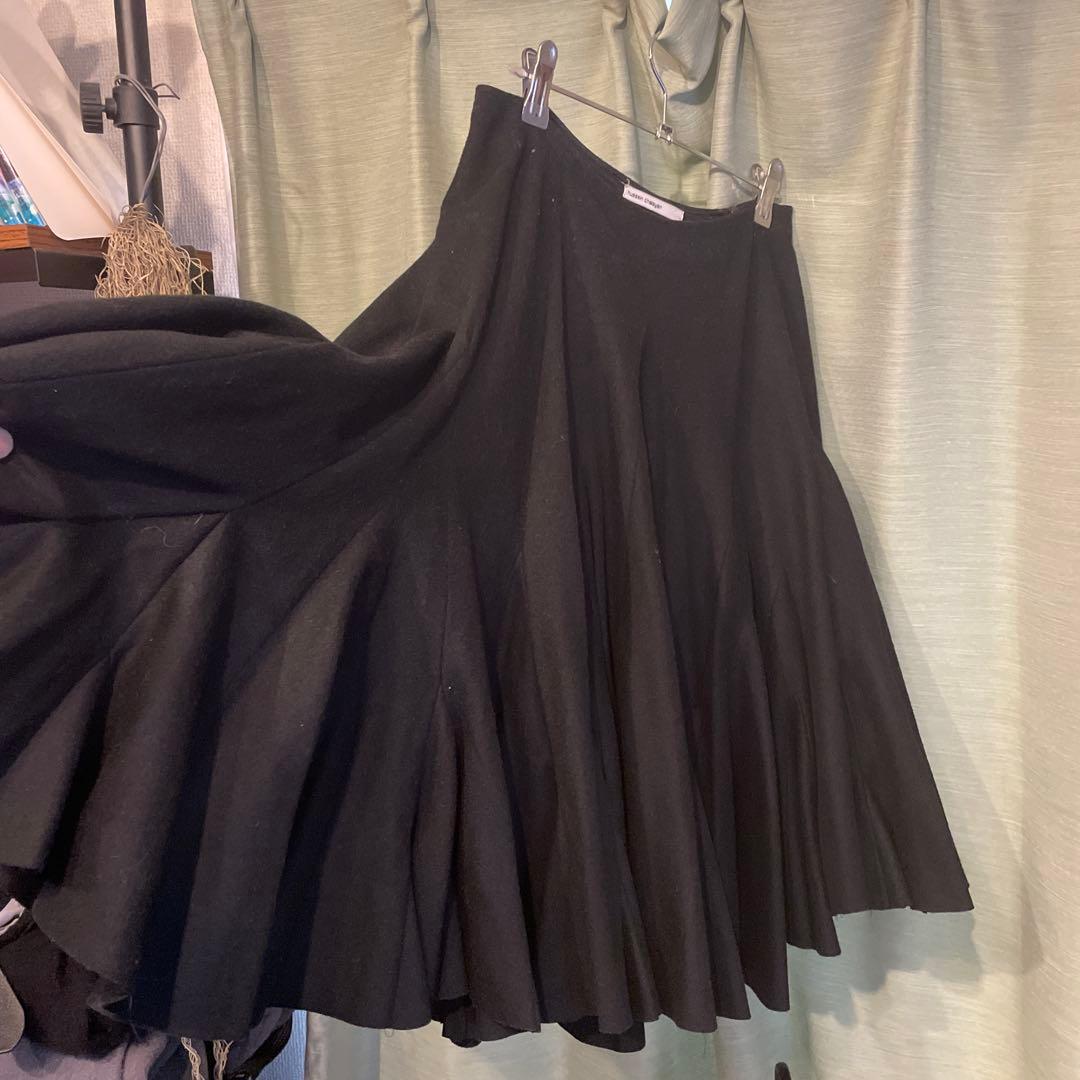 hussein chalayan 黒 フレアスカート カシミア混 イタリア製
