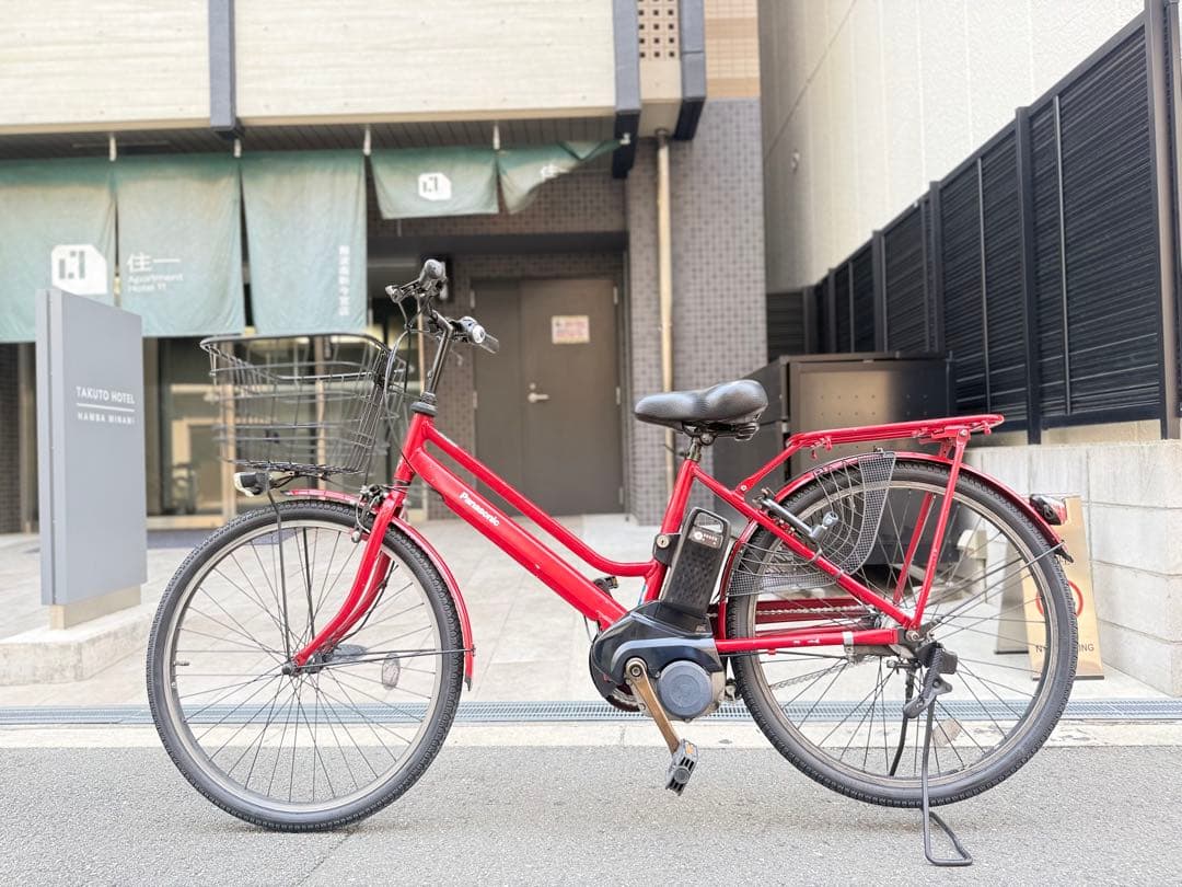 大阪府 Panasonic 電動アシスト自転車 赤 シティタイプ
