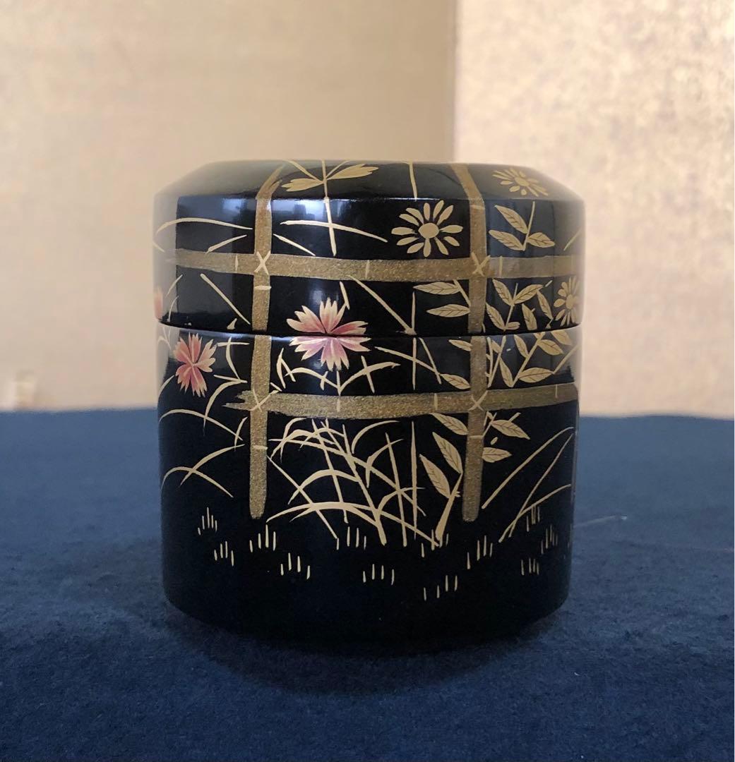 《R》茶道具 秋草蒔絵 雪吹棗 松峰作 共箱 元箱　260116き4