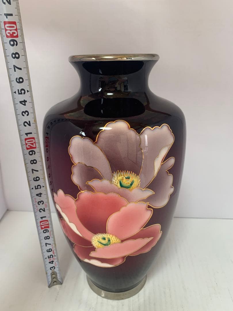 七宝焼　花瓶28cm　富士陶器　送料込み