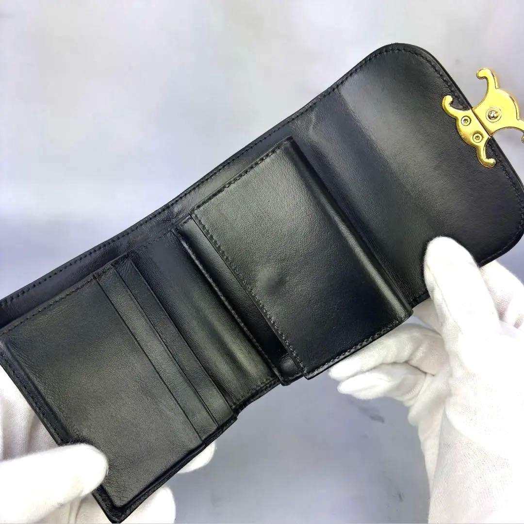 【極美品】 正規品✨ CELINE スモール フラップウォレット トリオンフ 黒