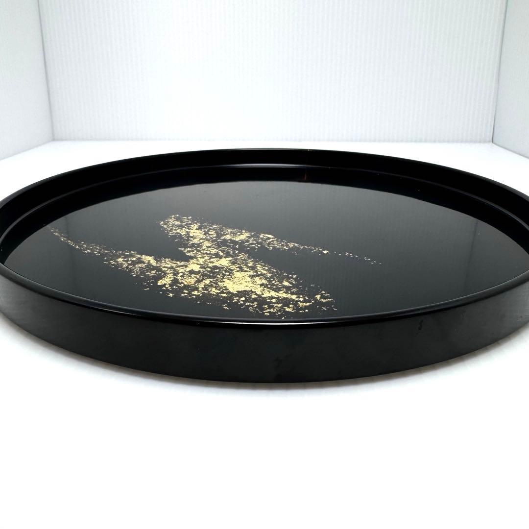 未使用 高級 輪島塗 金 漆器 天然木 干菓子盆 丸盆 膳 トレー 伝統工芸