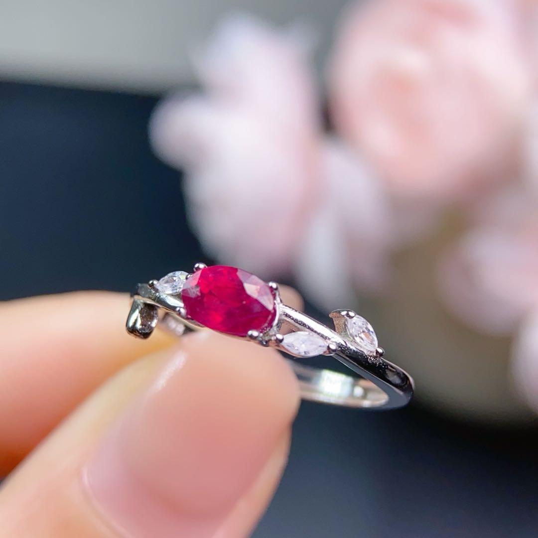 天然ルビー リング 上品な赤色｜S925 シルバー（ホワイトカラー）