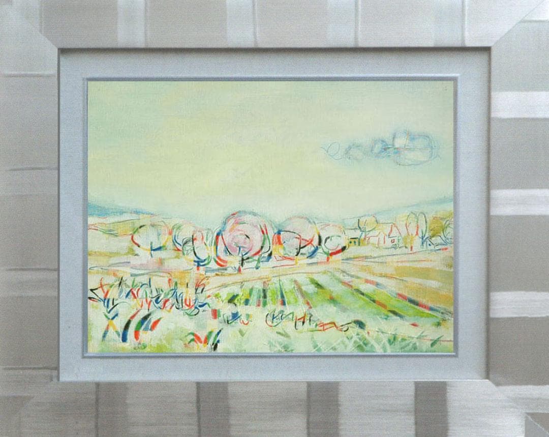 絵画 インテリア 絵 油絵 F4-080311 風景 畑と木