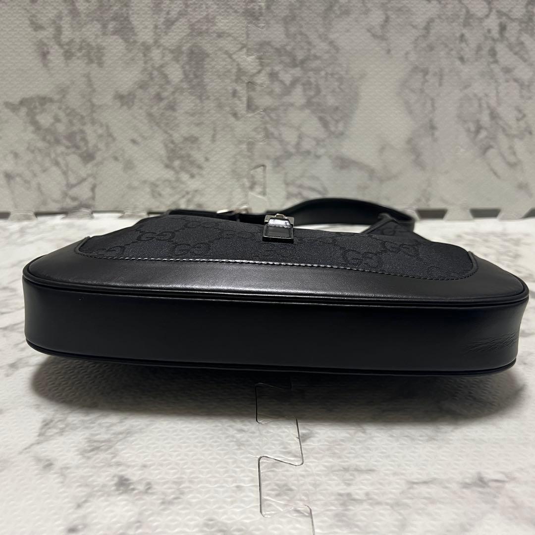 極美品✨グッチ ジャッキー ワンショルダーバッグ GGナイロン ブラック レザー