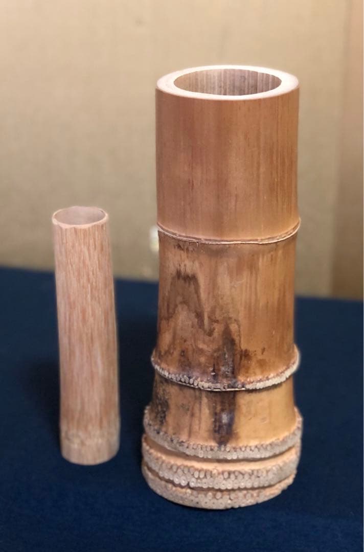 割引❗️《R》茶道具 竹花入 竹器師 西川媒玄作 落とし付 共箱 251022い5