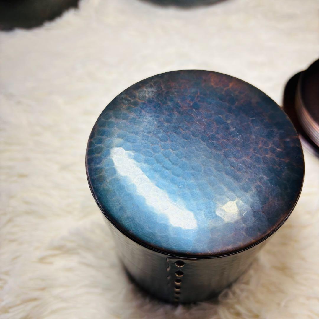 玉川堂 茶筒 建水 水差し 薬缶 鎚起銅器 茶器揃 玉虫 紫 燕三