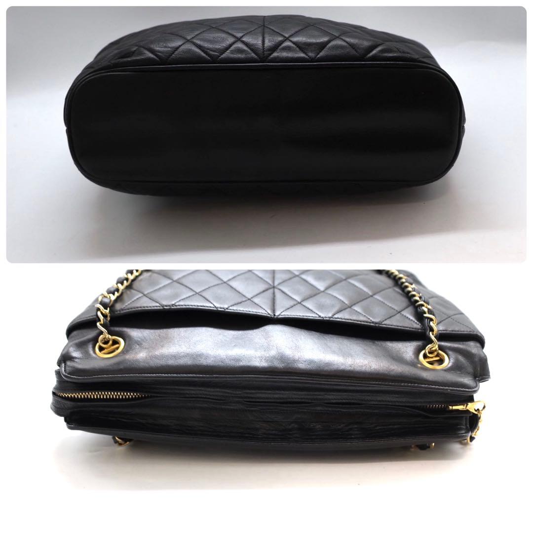 シャネル マトラッセ チェーンショルダーバッグ ラムスキン ブラック