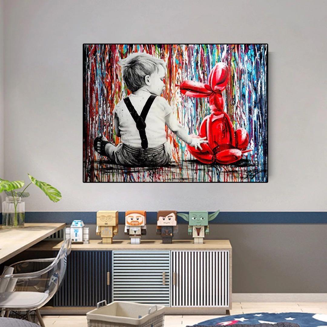 No.237フレーム付きキャンバスアート　バルーンドッグ バンクシー　バスキア