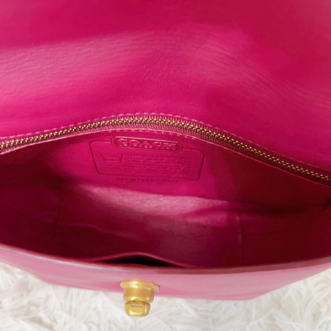 百貨店限定✨希少色 美品 コーチ ショルダーバッグ バイオレットピンク 逆台形型