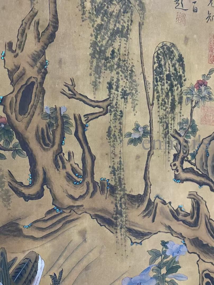 中国古美術 宋代 李迪款 花鳥画 絹布 肉筆 唐物 書道 水墨画 掛け軸