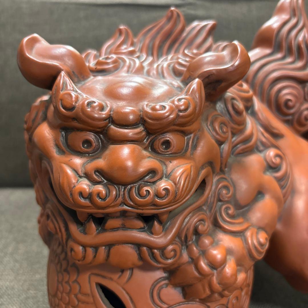 玉乗り獅子】＊狛犬 陶器 縁起物 唐獅子 床の間飾り 骨董 美術品 伝統工芸