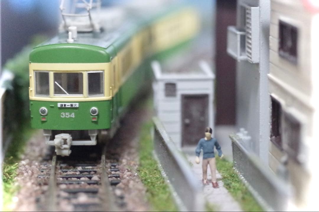 江ノ電 七里ヶ浜 行合川鉄橋 鉄道ジオラマ展示台 Nゲージ 鉄道模型
