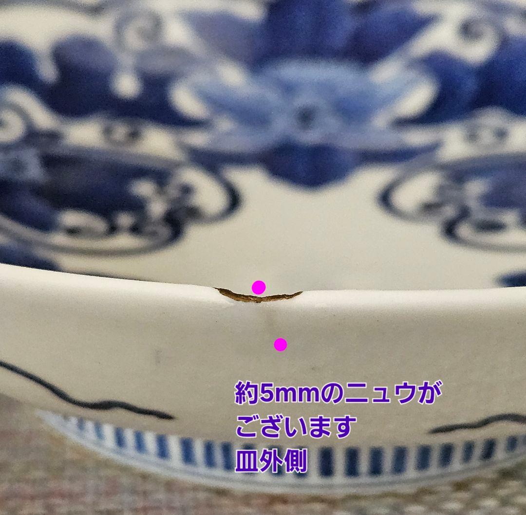 名品❗】 江戸時代後期後期鍋島藍鍋島花に唐草文径約20.9cm櫛高台皿