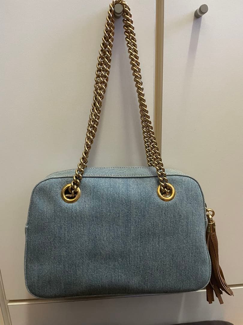 GUCCI デニムブルー ショルダーバッグ 保存袋付き