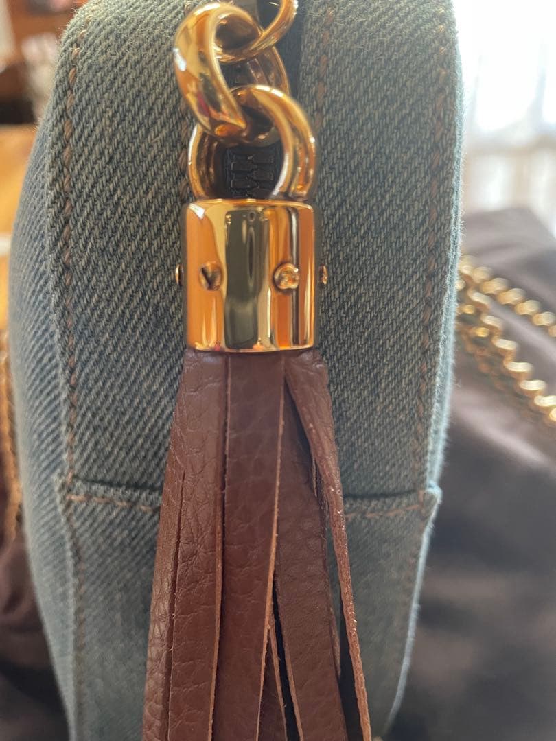 GUCCI デニムブルー ショルダーバッグ 保存袋付き