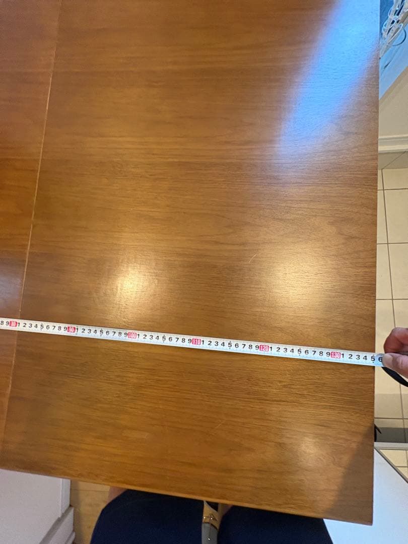 Ｔバタフライテーブル 折り畳み式 ウォールナット柄 島忠製キャスター付中古 美品