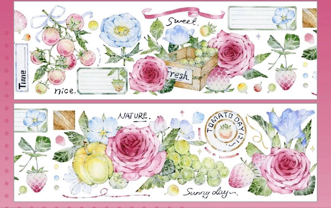 ⭐️SALE⭐️ 木皆原创《玫莓双蜜》海外マスキングテープ マステ 【2721】