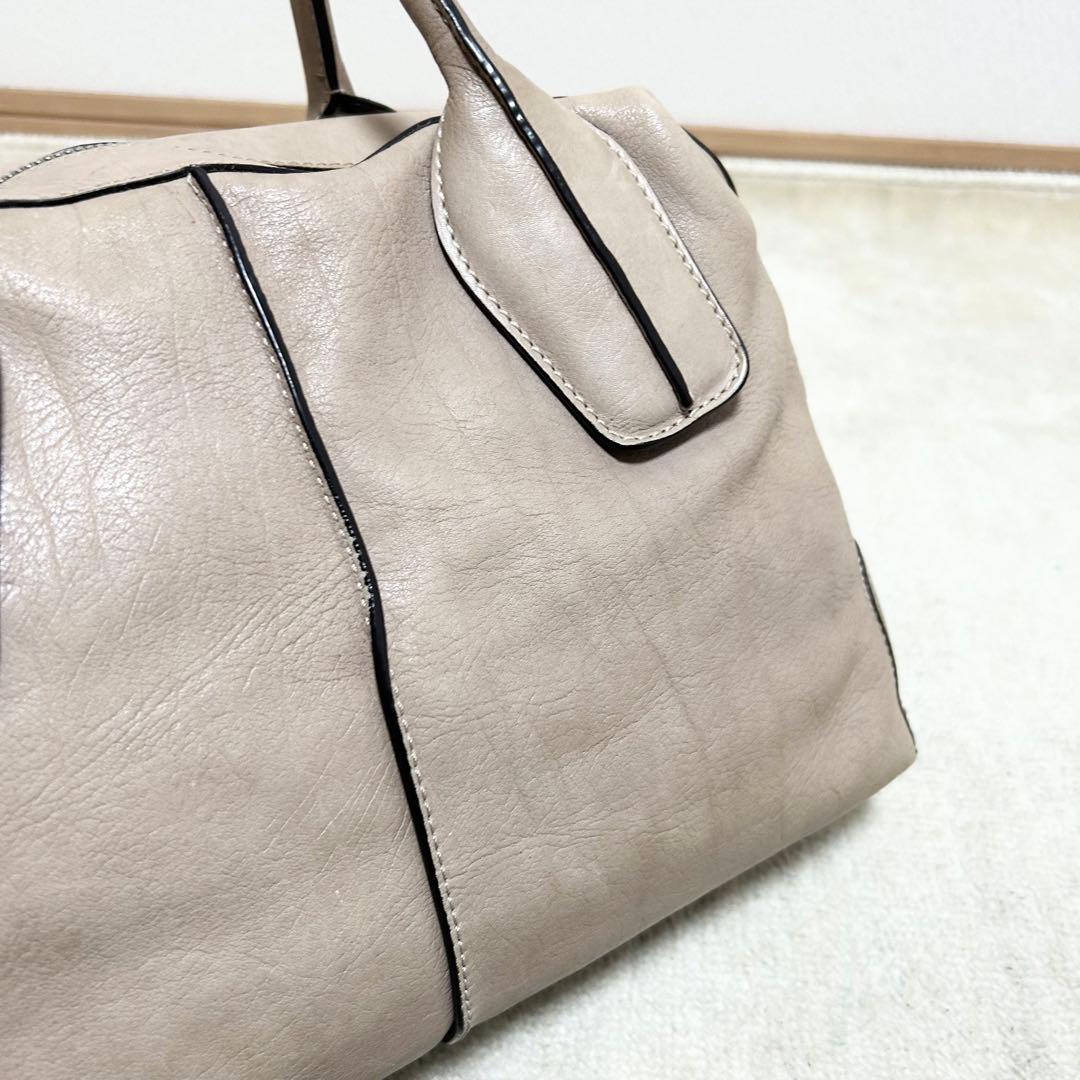 美品　トッズ　TOD'S Dスタイリング　ボストンバッグ　オールレザー　ベージュ
