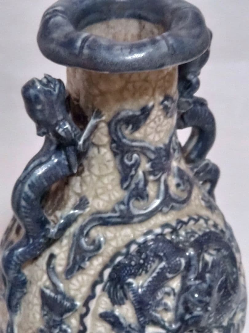 中国美術 骨董 青龍 花瓶 置き物