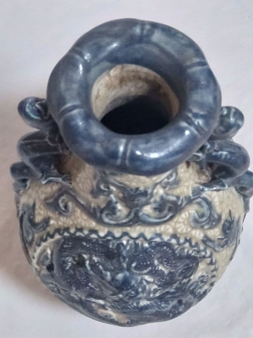 中国美術 骨董 青龍 花瓶 置き物