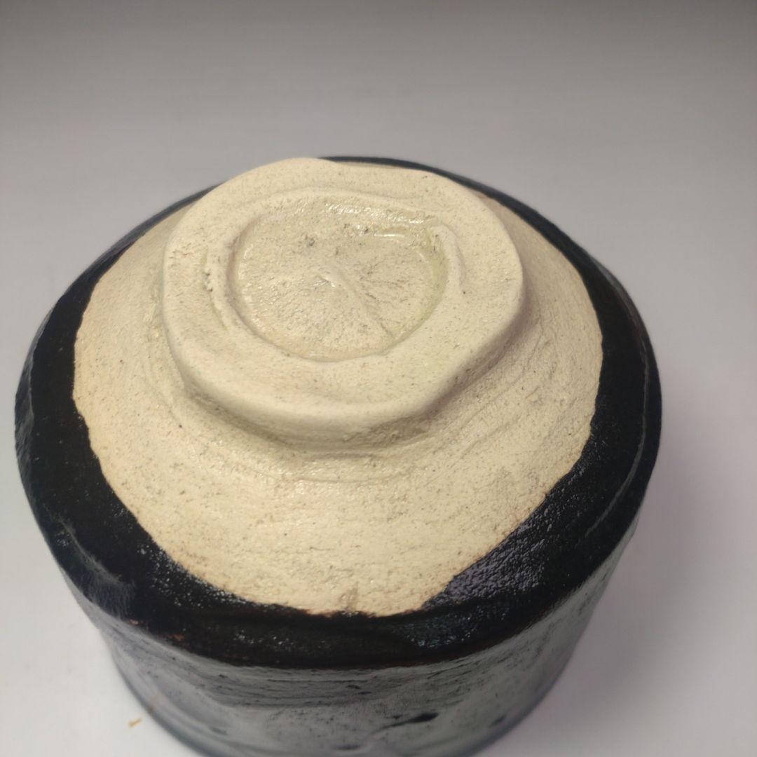 イ112 茶碗『桃山窯 林英仁』『黒おりべ 松画 共箱』抹茶碗