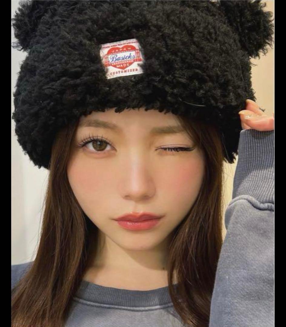 BASICKS BEAR BEANIE ベーシックス ベアビーニー 黒 S 熊 twiceミナ