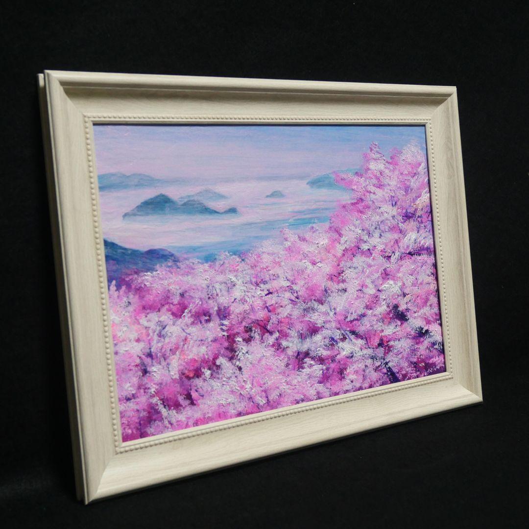 油絵 油彩 油彩画 絵 絵画【海の桜】