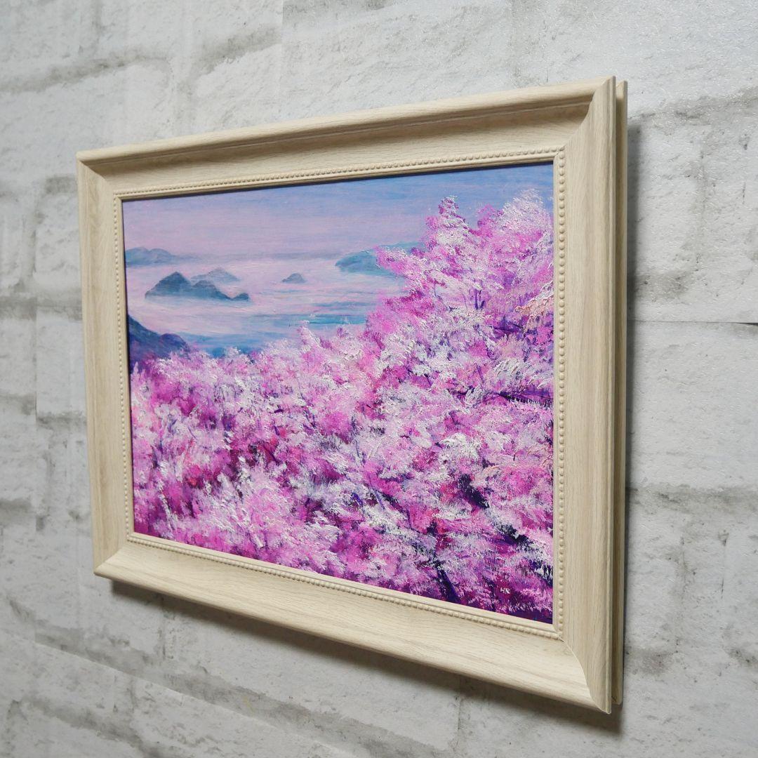 油絵 油彩 油彩画 絵 絵画【海の桜】