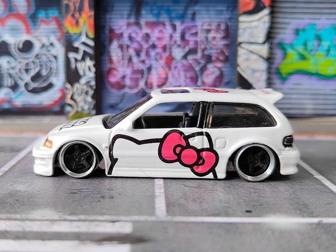 ホットウィールカスタム ホンダ シビック EF9 キティー☆深リム☆トミカ改造
