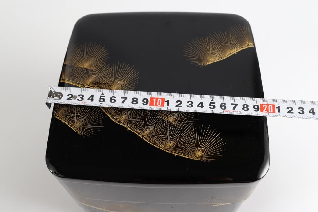茶道具 輪島塗 三段重 黒 朱 松金 共箱 お重 重箱
