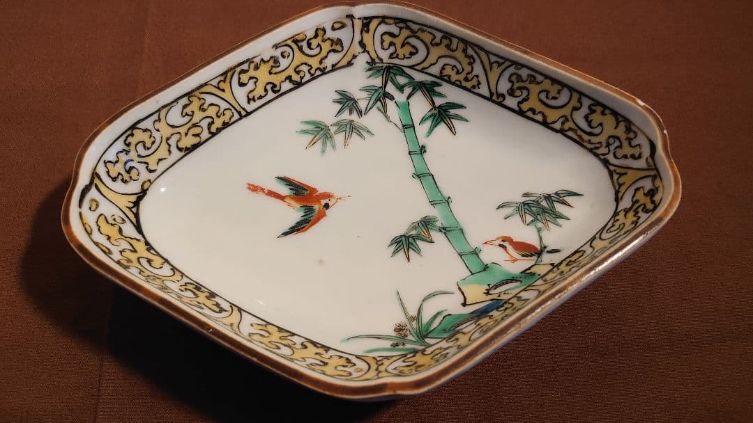 古九谷 九谷焼 菱形皿 蔵出し 1客