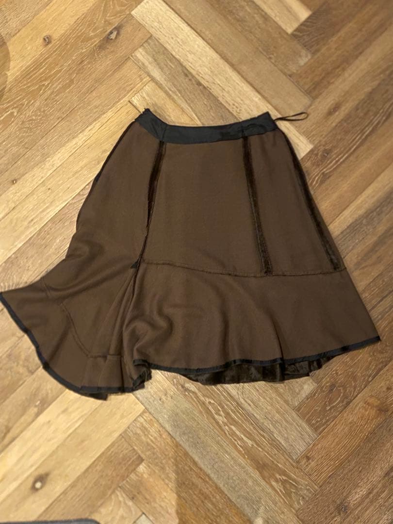 コムデギャルソン　ブラウンヴェルヴェット　フレアスカート
