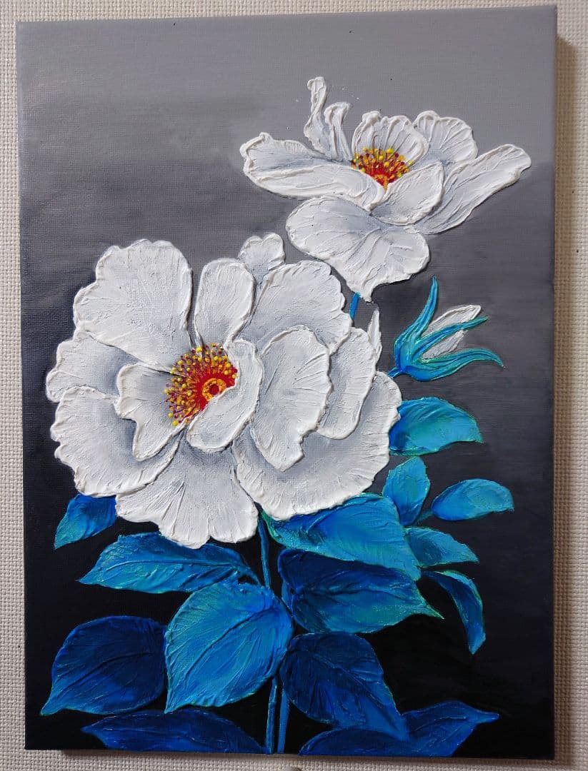 【アロハママ】 テクスチャーアート　アクリル画 　3点