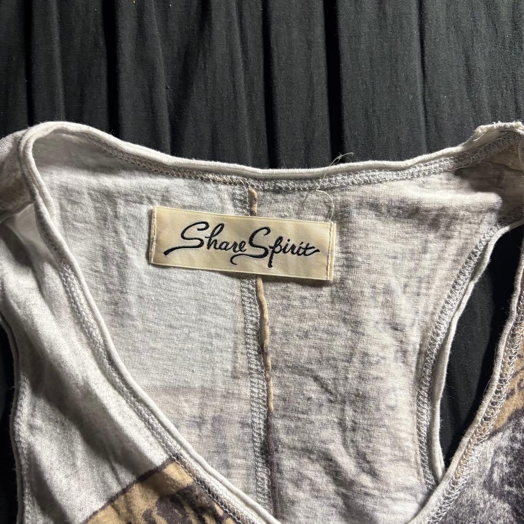 share spirit 英字 プリント タンクトップ アシンメトリー グランジ