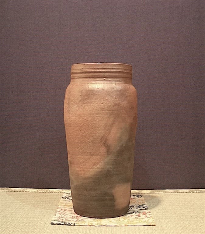 南蛮焼　清水楽山作　花生　無傷　共箱　古物。 南蛮焼 清水楽山作 花生 無傷 共箱 古物。