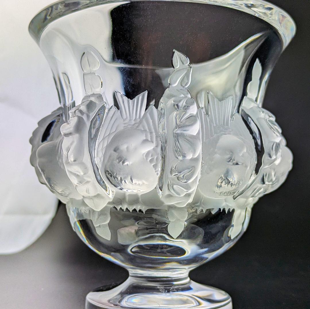 生活に洗練を☆ラリック ダンピエール 花瓶 雀葡萄紋フロストガラス