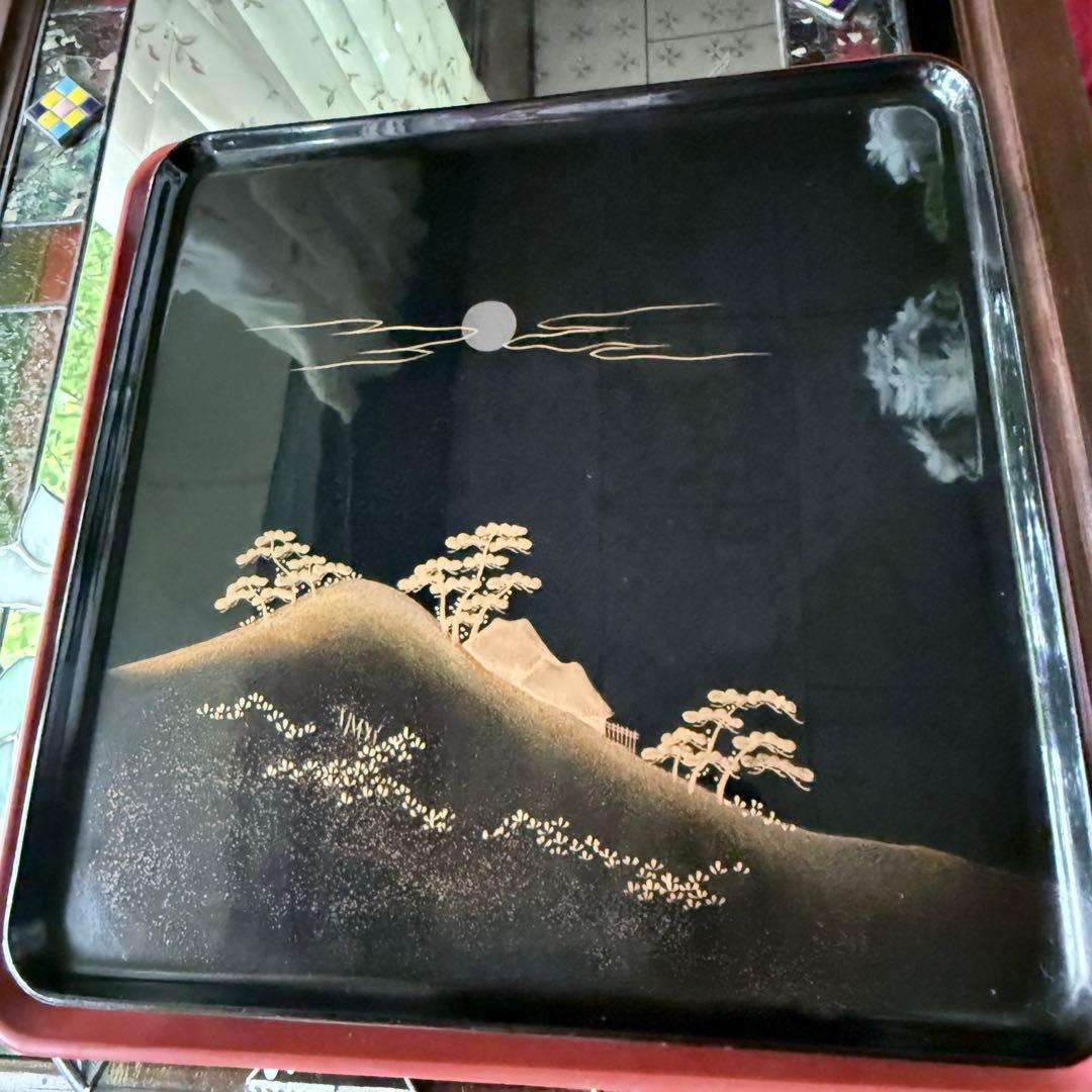 2200様感謝‼️秋の風雅‼️JAPAN 研出蒔絵 『銀月』絵替八寸膳十客木箱