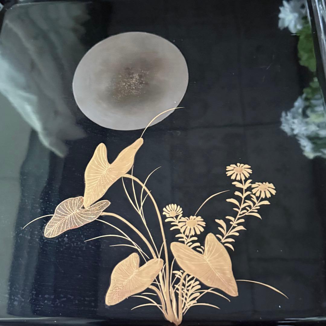 2200様感謝‼️秋の風雅‼️JAPAN 研出蒔絵 『銀月』絵替八寸膳十客木箱