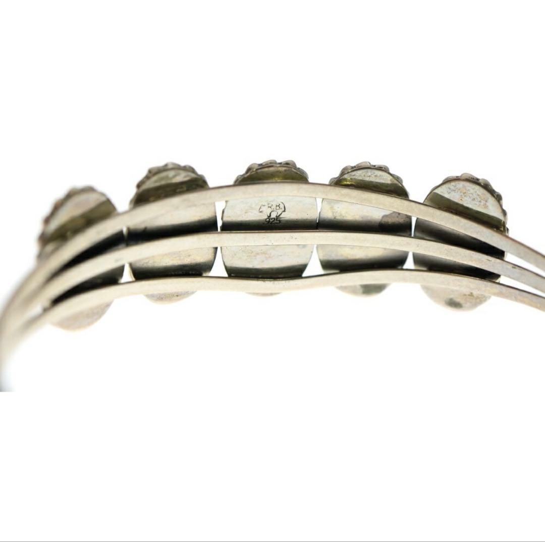 Indian Jewelry RB刻印 5蓮ターコイズ シルバー925バングル