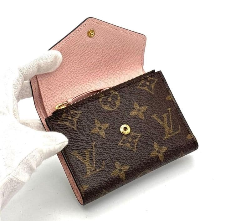 ルイヴィトン モノグラム ヴィクトリーヌ 三つ折り財布 ローズバレ
