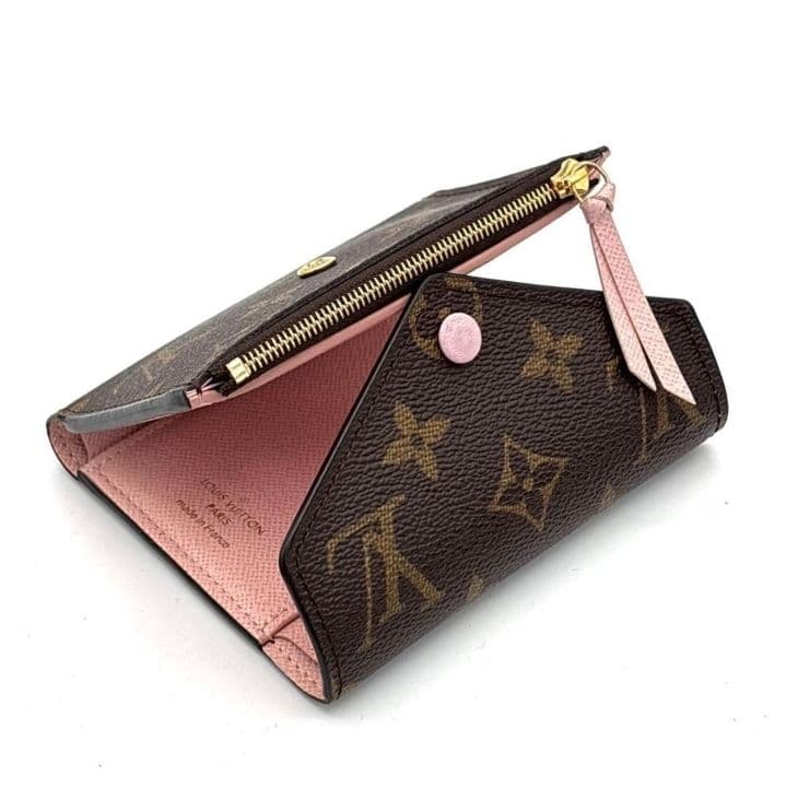 ルイヴィトン モノグラム ヴィクトリーヌ 三つ折り財布 ローズバレ