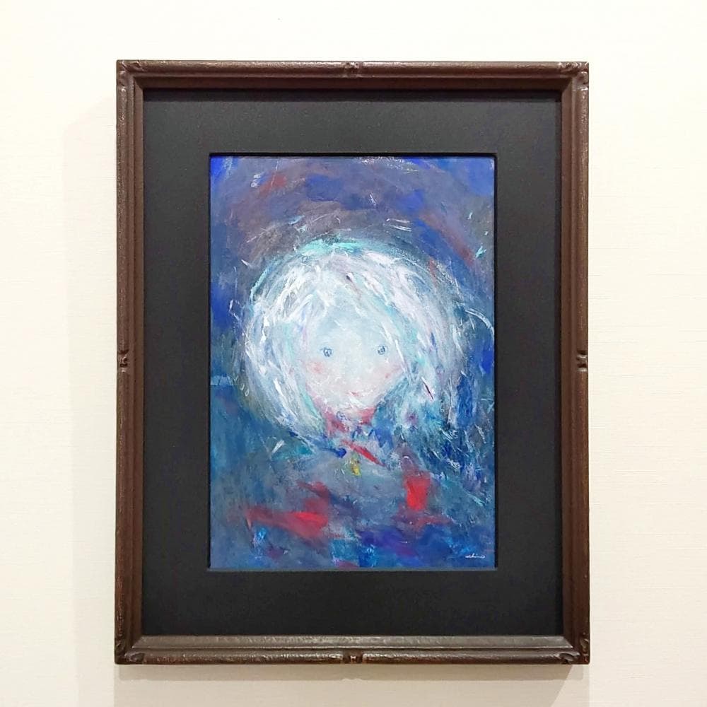 内野隆文　星のロザリオ　肖像　人物画　絵画　現代アート　アクリル画　額縁