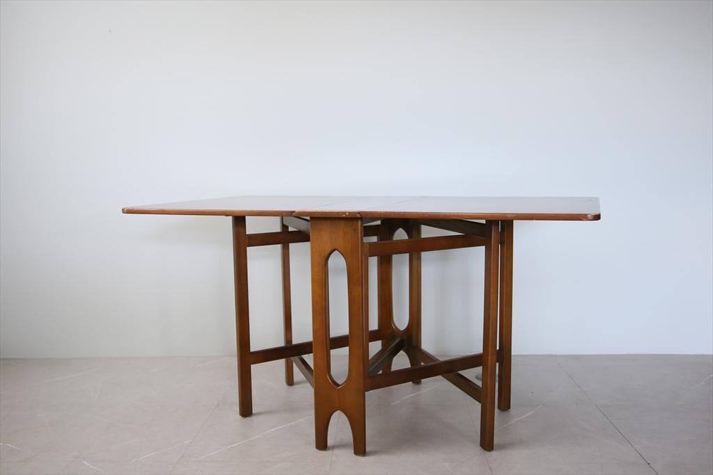 英国アンティーク木製ゲートレッグテーブル/ダイニング机バタフライ(91-99)