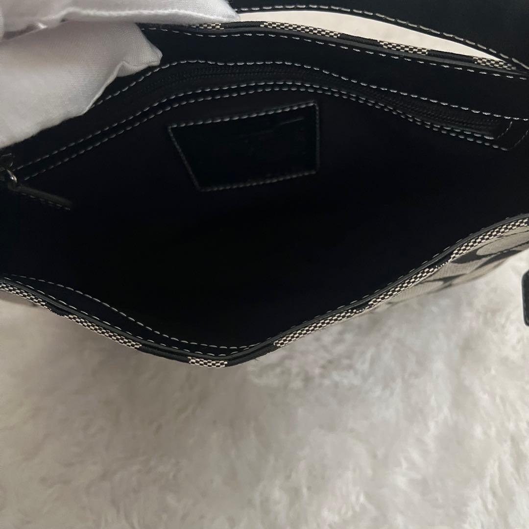 COACH シグネチャー ワンショルダー ブラック×グレー キャンバス レザー