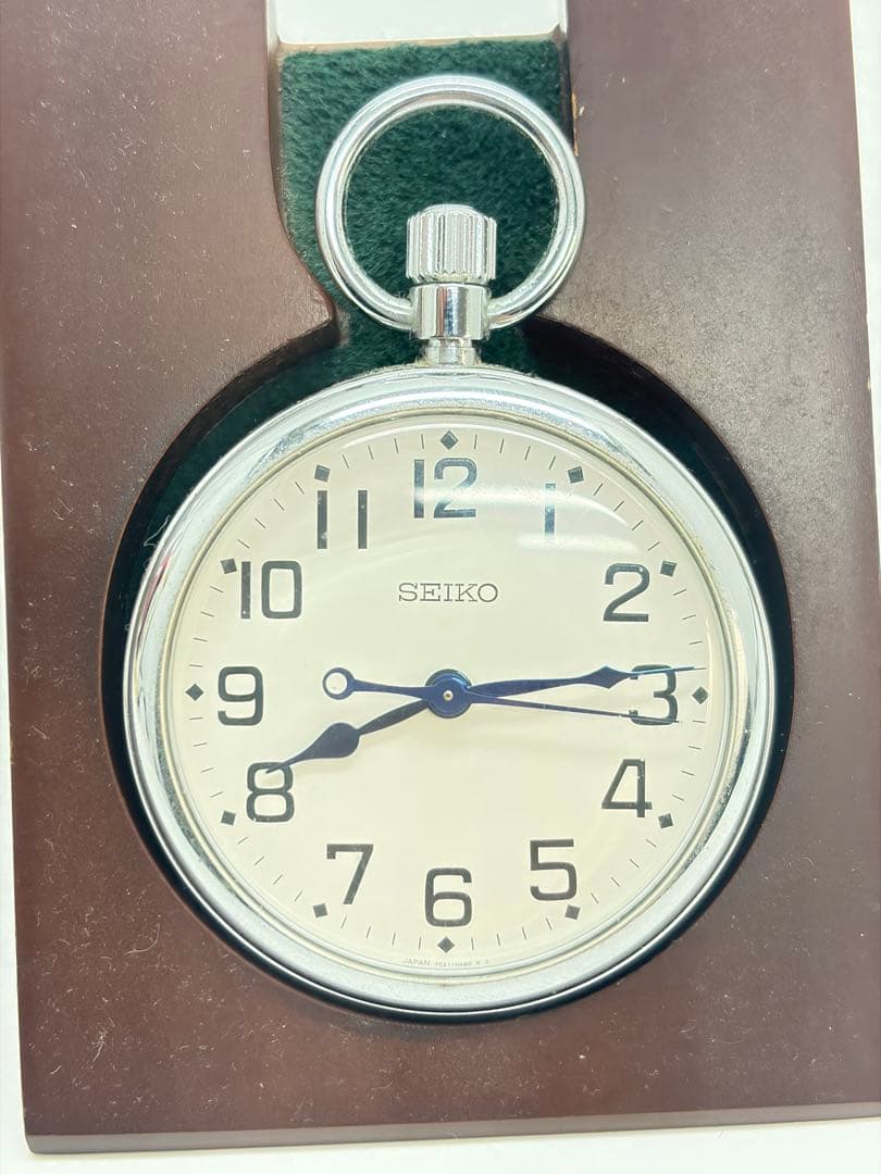 B*ン様 セイコー　懐中時計　クオーツ　廣瀬商会１００周年　鉄道時計　青針　稼働