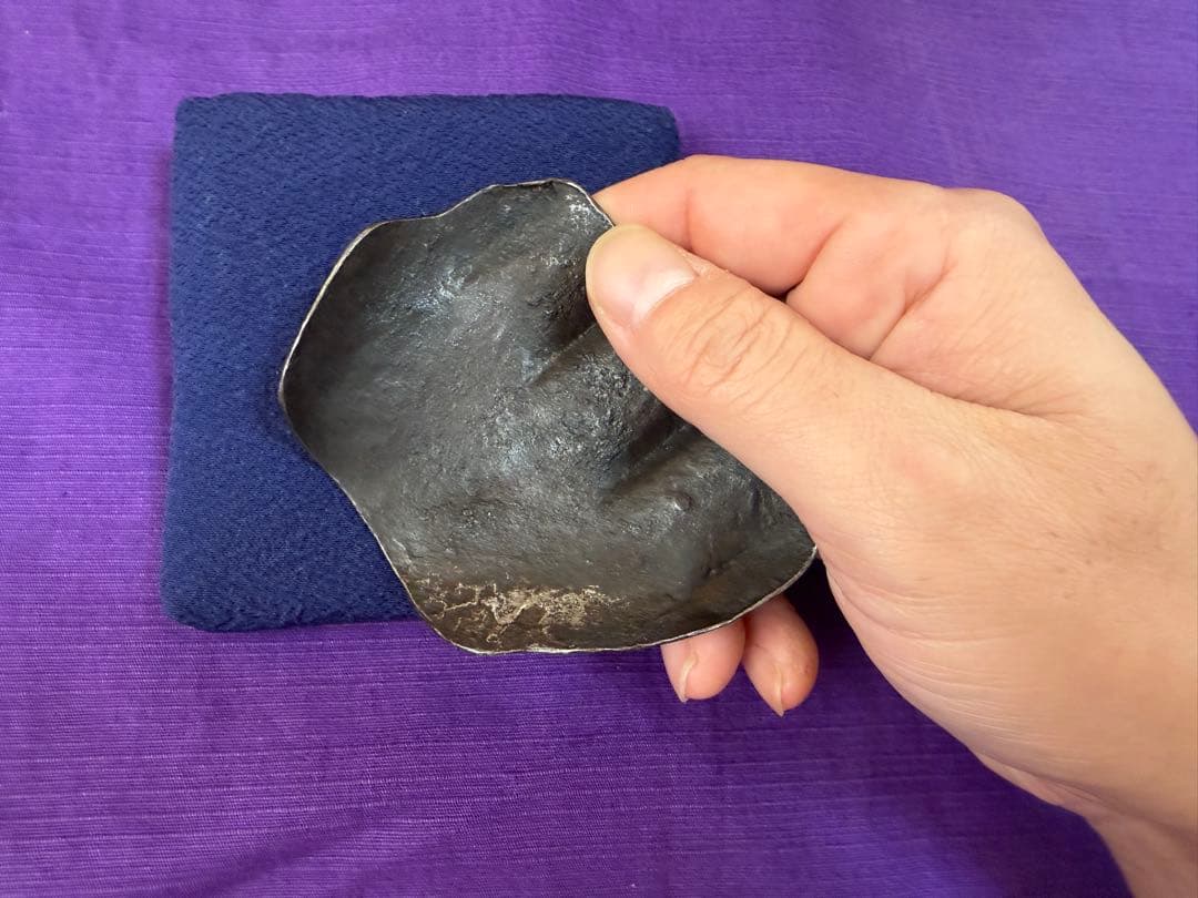 珍品　甲冑師？鉄打出し　茶合　花菱紋　武家好み（日本刀装具目貫煎茶道茶托茶杓明珍